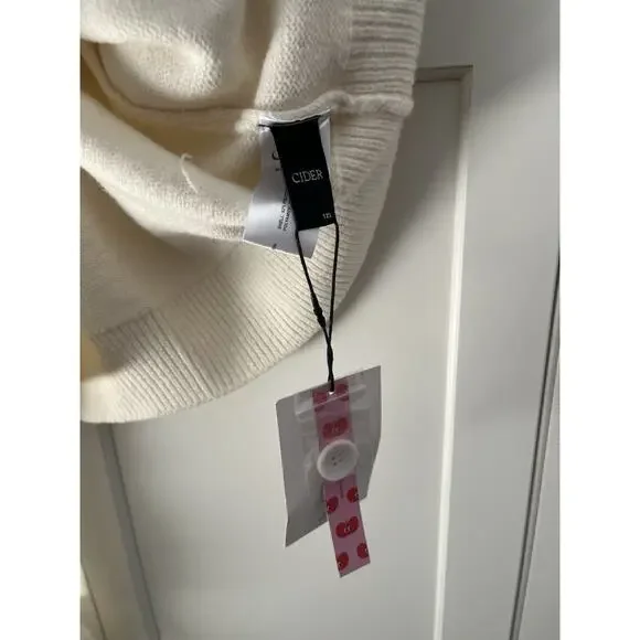 Cider KNIT V-NECK OVERSIZED Wool blend CARDIGAN WITH BELT Ivory Sz. 1XL NWT - Picture 5 of 9